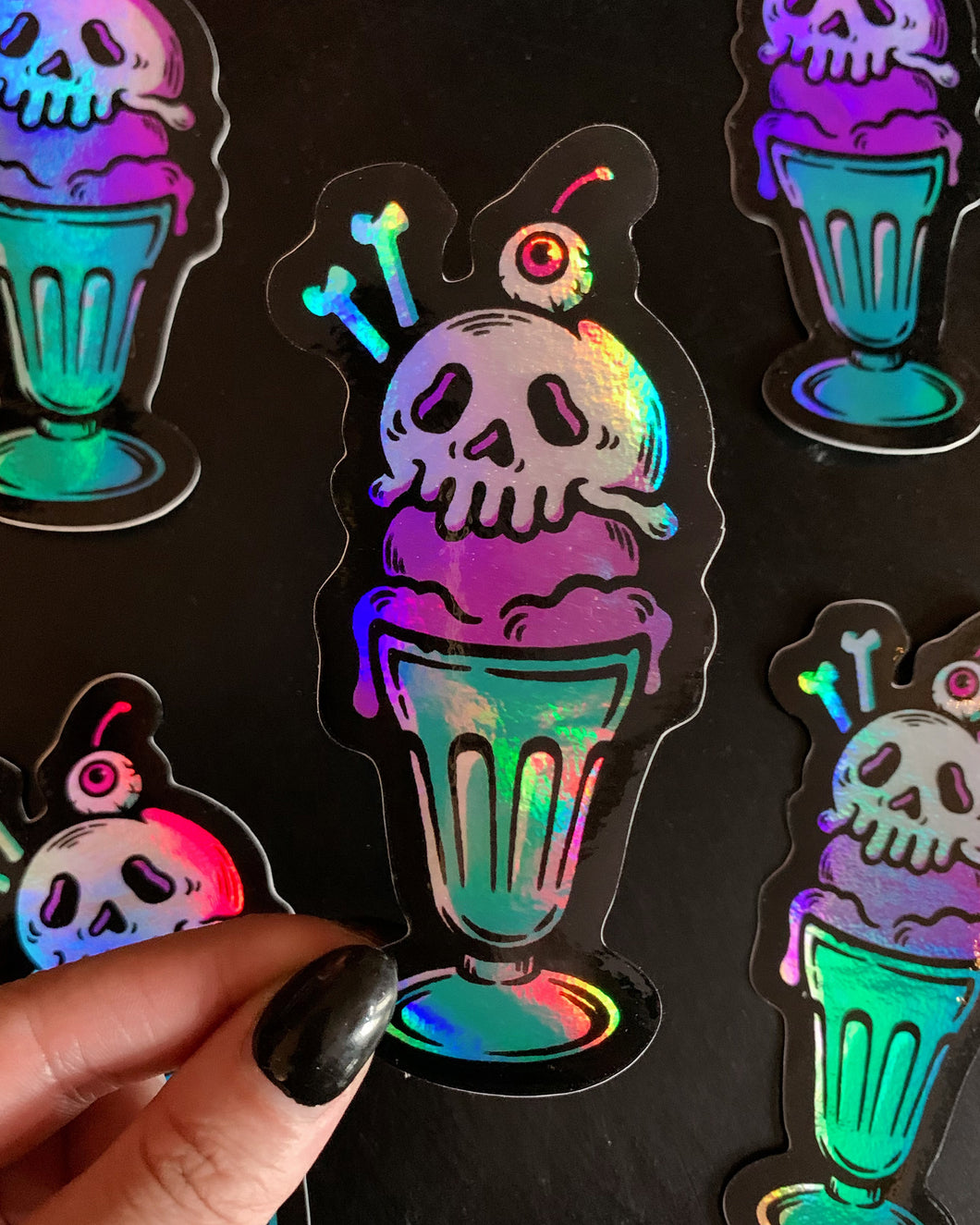 Skull Ice Cream Holo Sticker