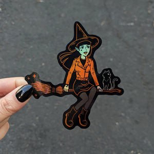 BAD WITCH BROOM HOLO STICKER